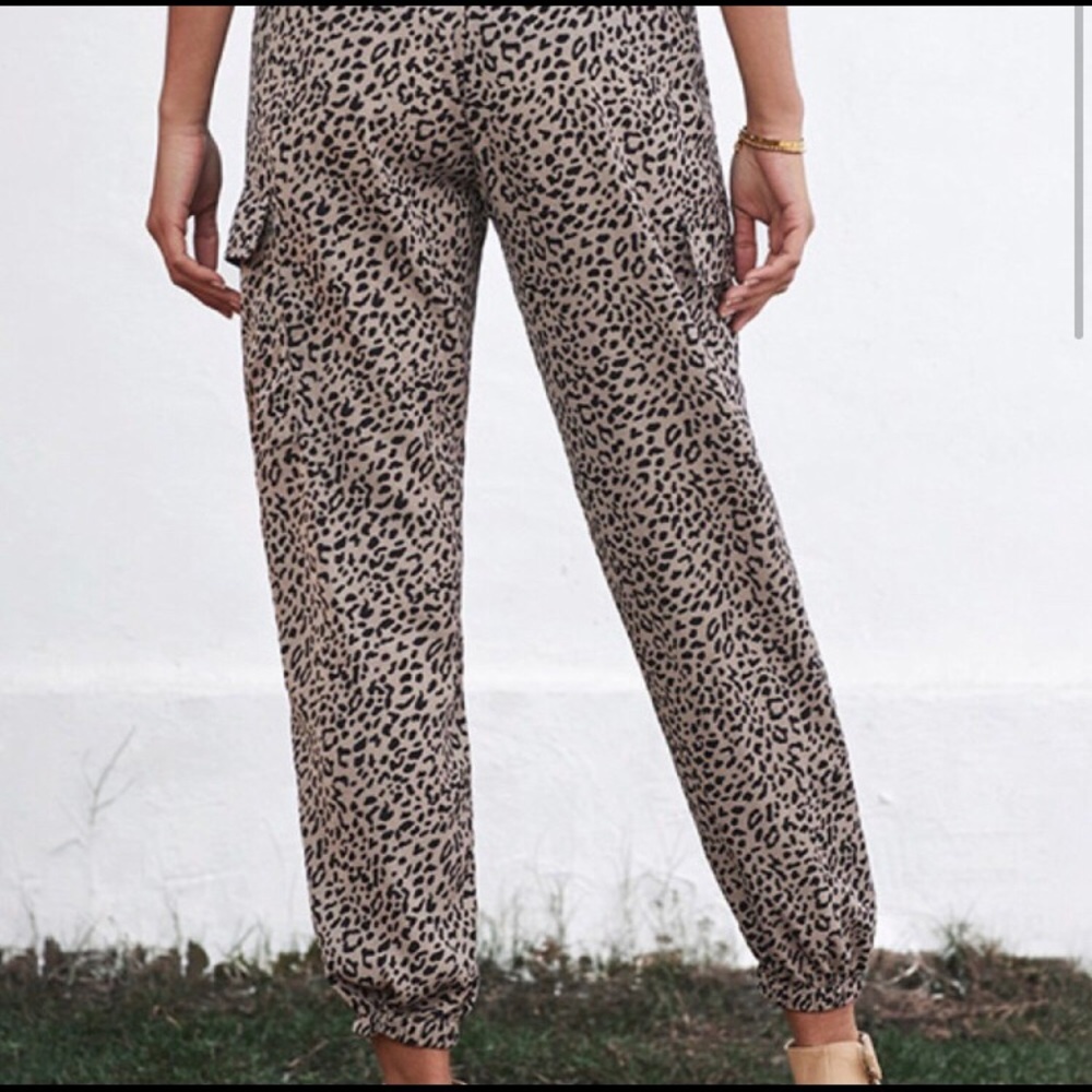 Leopard Print Tie Drawstring Pants - image 2